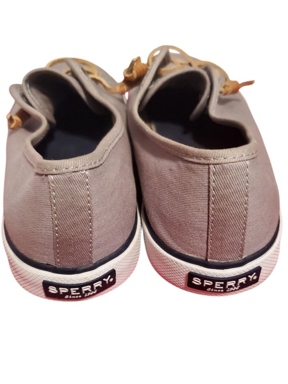 Sperry Womens Canvas Sneakers With Leather Laces gray Size 8.5M - Picture 3 of 12